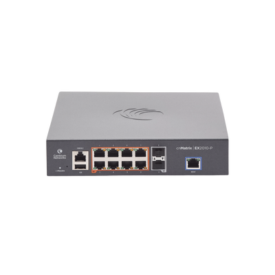 Switch cnMatrix EX2010-P capa 3 de 10 puertos(8 PoE Gigabit 802.3af/at, 2 SFP, 1 consola, 1 MNGMT, 1 USB)  administración desde la Nube (MX-EX2010PXA-U)