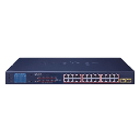 Switch PoE de 24 Puertos Gigabit 802.3af/at con Modo Extendido 250 m, 2 Puertos SFP 1000SX , Pantalla LCD para Configuración Básica, Hasta 300 W para PoE