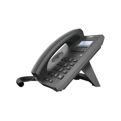 Teléfono IP empresarial para 2 lineas SIP con pantalla LCD 128 x 48 Px y conferencia de 3 vías, PoE