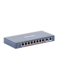 Switch PoE+ / No Administrable / 7 Puertos 10/100 Mbps 802.3 af/at (30 W) / 1 Puerto 10/100 Mbps Hi-PoE (90 W)  / 2 Puertos 1000 Mbps Uplink / Modo Extendido hasta 300 Metros / 110 Watts