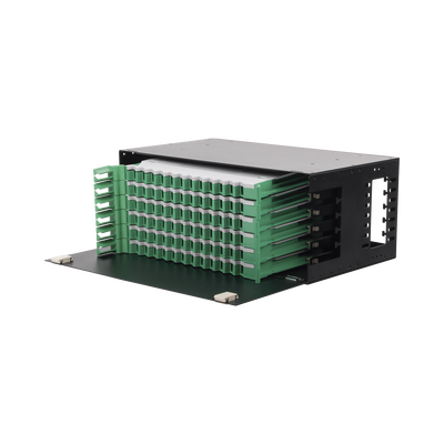 Distribuidor de Fibra Óptica con Bandejas Deslizables, Vacío, 19 Pulgadas, Acepta 72 Adaptadores LC Duplex o LC Simplex o 72 SC Simplex, 4U