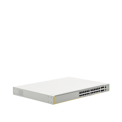 Switch inteligente de distribución o core, Stackeable, Capa 3, 24 x 1000 Mbps + 4 x SFP+ 10 G, Doble fuente de alimentación redundante