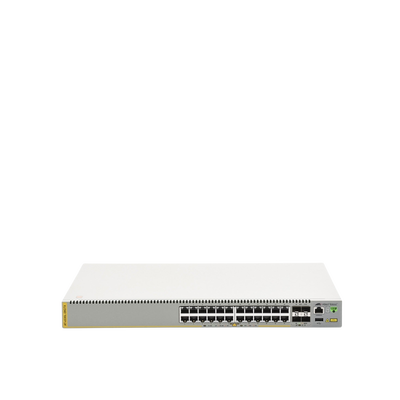 Switch inteligente de distribución o core, Stackeable, Capa 3, 24 x 1000 Mbps + 4 x SFP+ 10 G, Doble fuente de alimentación redundante