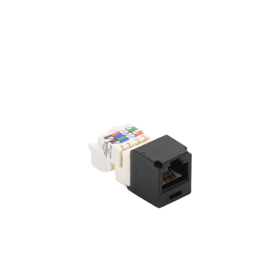 Conector Jack RJ45 Estilo TP, Mini-Com, Categoría 6, de 8 Posiciones y 8 Cables, Color Negro
