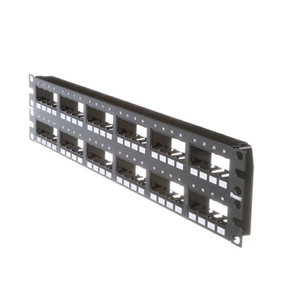 Panel de Parcheo Modular Mini-Com (Sin Conectores), Plano de Instalación al Ras, Sin Blindaje, de 48 Puertos, 2UR