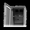 Gabinete de Piso para Exterior con Ventiladores y Termostato con Rack de 19" de 16 U + Espacio para Baterías, Se envía el Gabinete Armado.