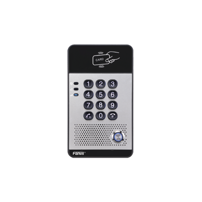 Audio Portero IP con 2 líneas SIP, relevador integrado, teclado numérico y lectora de tarjetas RFID para control de acceso, PoE