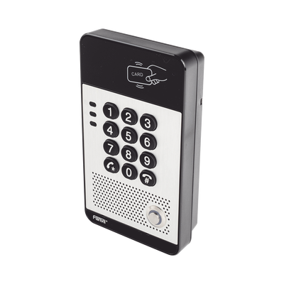 Audio Portero IP con 2 líneas SIP, relevador integrado, teclado numérico y lectora de tarjetas RFID para control de acceso, PoE