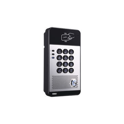 Audio Portero IP con 2 líneas SIP, relevador integrado, teclado numérico y lectora de tarjetas RFID para control de acceso, PoE