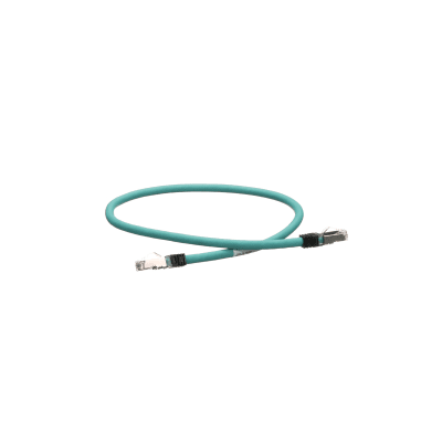 Patch Cord Cat5e de Grado Industrial 600V, Blindado SF/UTP, Calibre 24 AWG, Color Aqua, 60 cm (23.62 pulgadas).