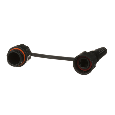 Conector Plug RJ45 de Uso Industrial Blindado, Categoría 5e, 24AWG, con Tapa Protectora, Protección IP67