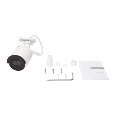 Bala IP 4 Megapixel / Lente 2.8 mm / 40 mts IR EXIR / Exterior IP67 / WDR 120 dB / PoE / Micrófono Integrado / ACUSENSE (Evita Falsas Alarmas) / Metal  / MicroSD / ONVIF / ACUSEARCH