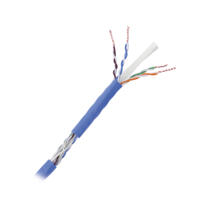 Cable Cat6+ CALIBRE 23 ALTO RENDIMIENTO, ETL,UL, color azul, de 100 metros, super flexible, para aplicaciones de CCTV, video HD, y redes de datos.