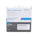 Cable Cat6+ CALIBRE 23 ALTO RENDIMIENTO, ETL,UL, color azul, de 100 metros, super flexible, para aplicaciones de CCTV, video HD, y redes de datos.