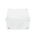 Caja de derivación de PVC Auto-extinguible con 6 entradas, tapa y tornillo de media vuelta de 1/4", 100x100x50 MM (Medidas internas, mayor área permisible para el cable, Para exterior (IP55)