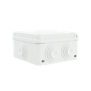 Caja de derivación de PVC Auto-extinguible con 6 entradas, tapa y tornillo de media vuelta de 1/4", 100x100x50 MM (Medidas internas, mayor área permisible para el cable, Para exterior (IP55)