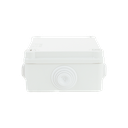Caja de derivación de PVC Auto-extinguible con 6 entradas, tapa y tornillo de media vuelta de 1/4", 100x100x50 MM (Medidas internas, mayor área permisible para el cable, Para exterior (IP55)