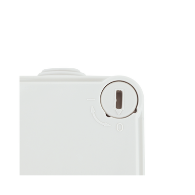 Caja de derivación de PVC Auto-extinguible con 6 entradas, tapa y tornillo de media vuelta de 1/4", 100x100x50 MM (Medidas internas, mayor área permisible para el cable, Para exterior (IP55)