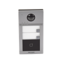 Videoportero IP (IP65 + IK08) con Llamada y apertura desde APP Hik-Connect / Soporta 2 Departamentos / PoE Estandar  / Interfaz WEB para configuración / 2 puertas