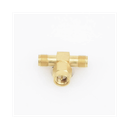 Adaptador en T, de Conector SMA Macho a Doble SMA Hembras, Oro/ Oro/ Teflón.