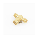 Adaptador en T, de Conector SMA Macho a Doble SMA Hembras, Oro/ Oro/ Teflón.