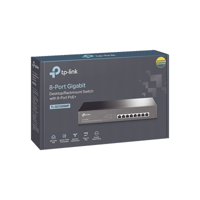 Switch Gigabit PoE+ no administrable de 8 puertos 10/100/1000 Mbps, para escritorio