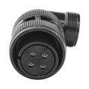 Conector Plug en Ángulo Recto de 4 Contactos Hembra Soldables para Radio de Locomotora.