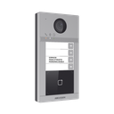 Videoportero IP 2 Megapixel / Llamada y Apertura Remota desde App Hik-Connect / PoE / Exterior IP65 + Antivandalico IK08 / 4 Departamento / Apertura con Tarjeta / Soporta 2 Puertas y hasta 6 Monitores