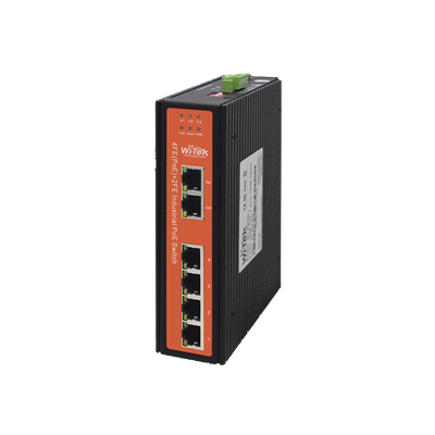Switch industrial 4 puertos Fast Ethernetcon POE 802.3af/at + 2 puertos UPLINK gigabit
