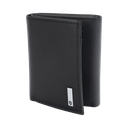 Cartera Athens Negra de Piel con Compartimento de Micromalla para ID. Doblable en 3 Partes con Divisor de Billetes. Pocket Wallet