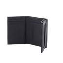 Cartera Athens Negra de Piel con Compartimento de Micromalla para ID. Doblable en 3 Partes con Divisor de Billetes. Pocket Wallet