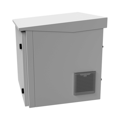 Gabinete de Exterior con Rack de 19" de 9UR con Ventiladores y Termostato, Se envía el Gabinete armado, (Montaje a poste o torre se vende por separado).