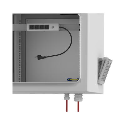 Gabinete de Exterior con Rack de 19" de 9UR con Ventiladores y Termostato, Se envía el Gabinete armado, (Montaje a poste o torre se vende por separado).