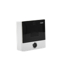 Mini Intercomunicador para hotelería y hospitales, con diseño elegante, PoE, 1 botón, 1 relevador integrado de salida y entrada.