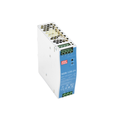 Fuente de poder industrial de 120 W, salida 24 Vcc 5A, entrada 90~264 VCA, Montaje en riel DIN,