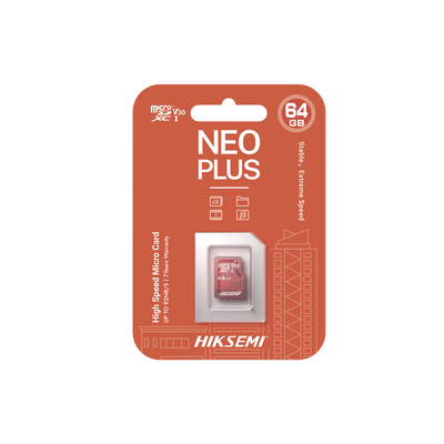 Memoria microSD / Clase 10 de 64GB / Especializada Para Videovigilancia (Uso 24/7) / Compatibles con cámaras HIKVISION y Otras Marcas / 95 MB/s Lectura / 40 MB/s Escritura