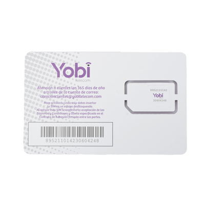 SIM Yobi para dispositivos móviles 3G/4G con recarga de 1GB cada mes durante 1 año de servicio (solo datos)