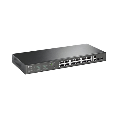 Switch PoE Administrable 24 puertos 10/100/1000 Mbps / 2 puertos SFP / 24 puertos PoE af/at / Presupuesto PoE 250W /