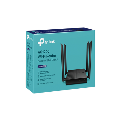Router Inalámbrico AC 1200 / Doble Banda MU-MIMO / 1 puerto WAN 10/100/1000 Mbps / 4 puertos LAN 10/100/1000 Mbps / Compatible con EasyMesh / Administración Web o App Tether