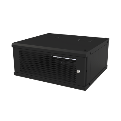 Gabinete de Pared Fijo, Con 4 Unidades de Rack, de 19 in, Fabricado en Acero, Puerta Perforada.