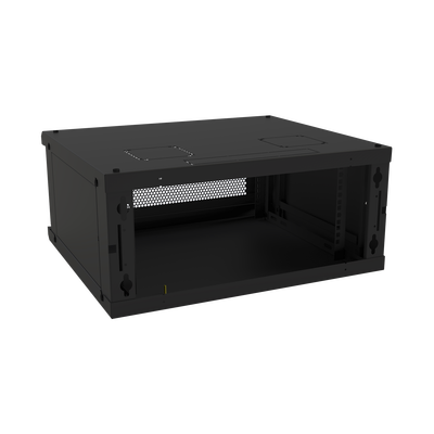 Gabinete de Pared Fijo, Con 4 Unidades de Rack, de 19 in, Fabricado en Acero, Puerta Perforada.