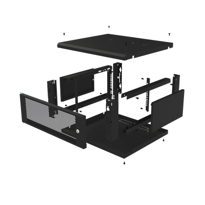 Gabinete de Pared Fijo, Con 4 Unidades de Rack, de 19 in, Fabricado en Acero, Puerta Perforada.
