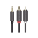 Cable Adaptador de 3.5mm Macho a 2 RCA Macho / 5 Metros (16.40 Pies) / Color Gris / Blindaje Múltiple / ABS / Alta Calidad