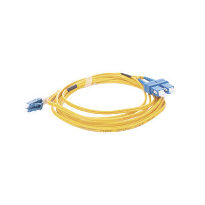 Jumper de Fibra Óptica Monomodo 9/125 LC/UPC-SC/UPC, PVC, 2.0 mm, Dúplex, Amarillo, 3 Metros (9.84 Pies)