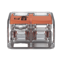 Borna de Conexión / Serie 221 / Palancas Naranja / 2 Conductores 4 mm² / Carcasa Transparente / 300V 20A / T85 / UL ENEC Certificado