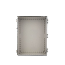 Gabinete Plástico ABS, Puerta Transparente, Uso en Intemperie (350 x 460 x 160 mm) Cierre por Broches Inoxidables y Permite Cerrado con Candado y Llave (Perno 5mm) No Incluido