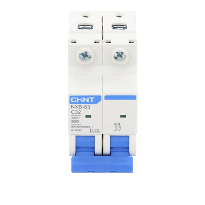 Pastilla para Riel Din, 2 Polos, 32 Amp, Vca:110/415v, 6kA, Catálogo: NXB632PC32, Serie: NXB-63.