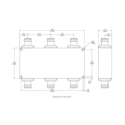 Combinador hibrido 3x3 617-2700 150W -161dBc 4.3-10 IP68