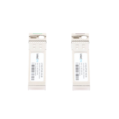 Transceptores Ópticos Industriales Bidireccionales SFP+ (Mini-Gbic) / Monomodo 1270 & 1330 nm / 10 Gbps / 10GBASE / Conector LC/UPC Simplex / DDM / Hasta 5 km / 2 Piezas