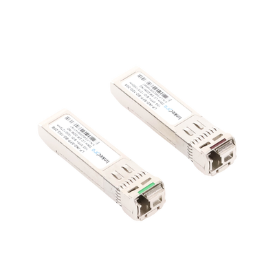 Transceptores Ópticos Industriales Bidireccionales SFP+ (Mini-Gbic) / Monomodo 1270 & 1330 nm / 10 Gbps / 10GBASE / Conector LC/UPC Simplex / DDM / Hasta 20 km / 2 Piezas